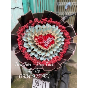 nhận Hoa Tiền 500k hình tim 50 tờ